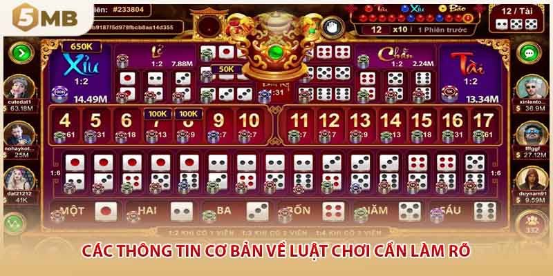 Các thông tin cơ bản về luật chơi cần làm rõ 