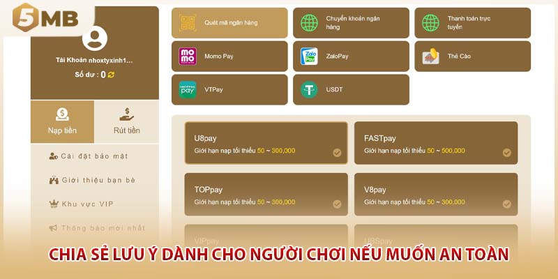 Chia sẻ lưu ý dành cho người chơi nếu muốn an toàn