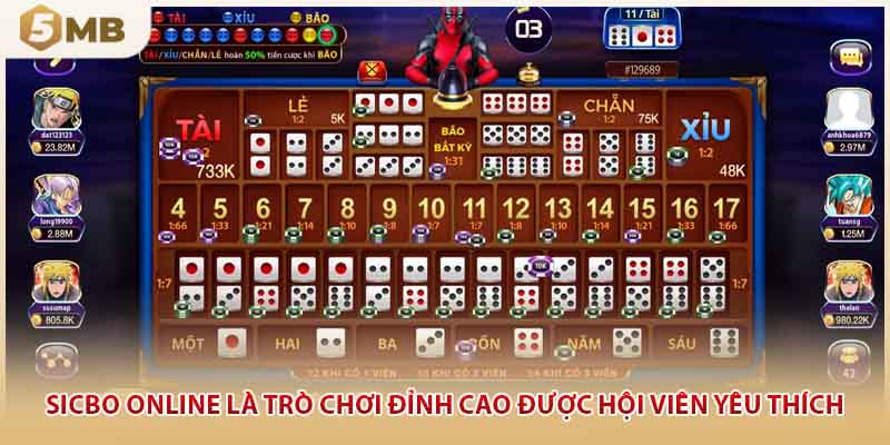 Sicbo online là trò chơi đỉnh cao được hội viên yêu thích 